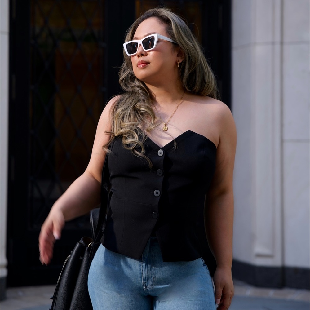 NWT Button Detail Bustier Top